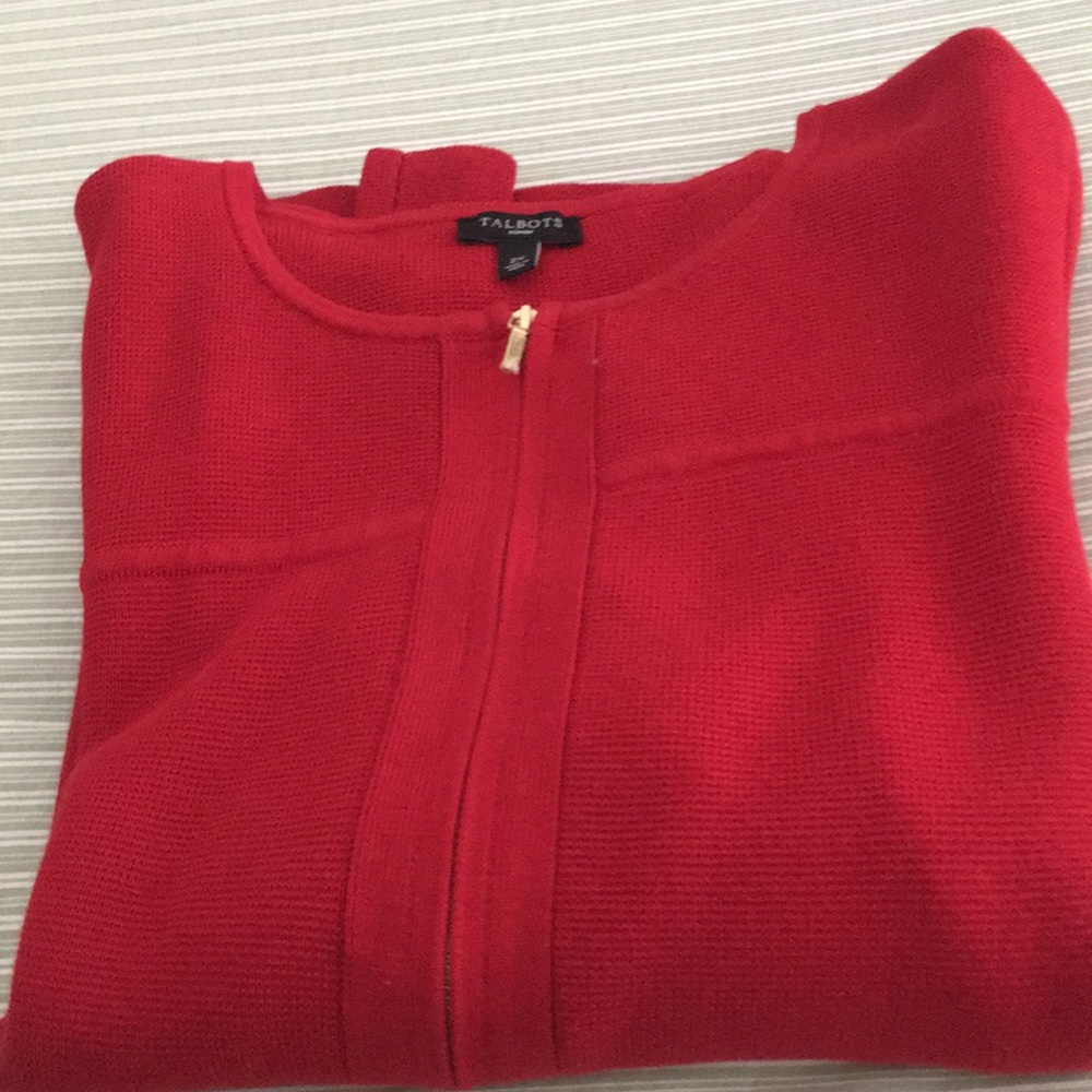 Talbots Front Zip Sweater, Red
